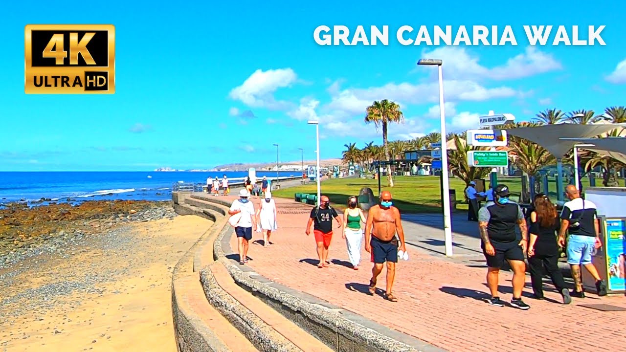 Gran Canaria Maspalomas Promenade 🔴 April 12, 2021 Riu Palace Oasis to Lopesan Costa Meloneras