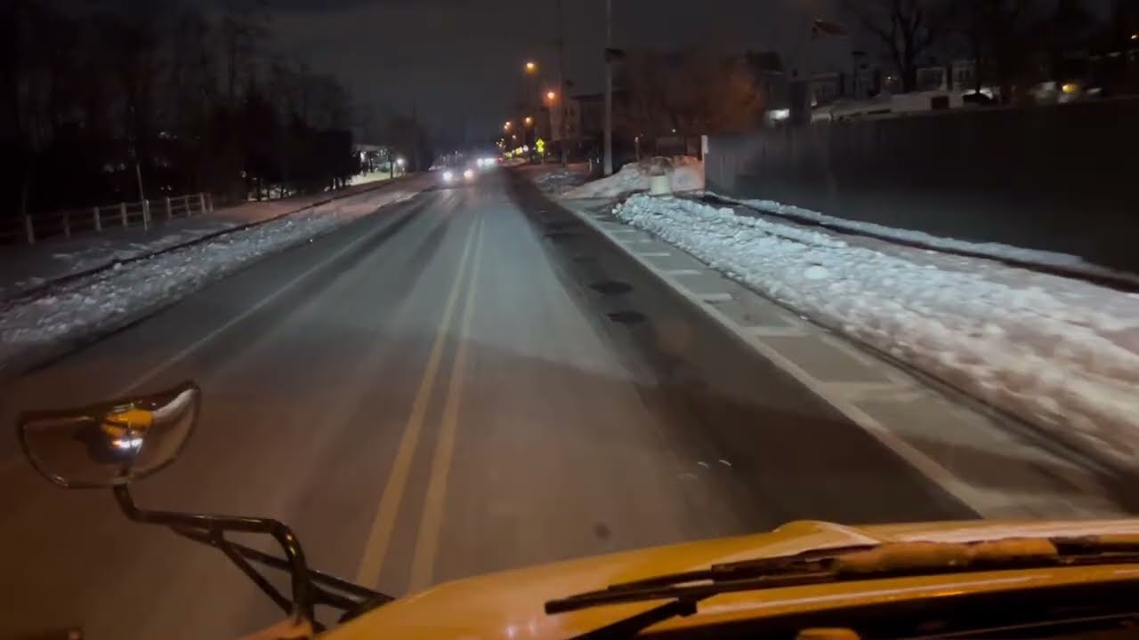 Driving through the ❄️ snowy roads at nighttime 