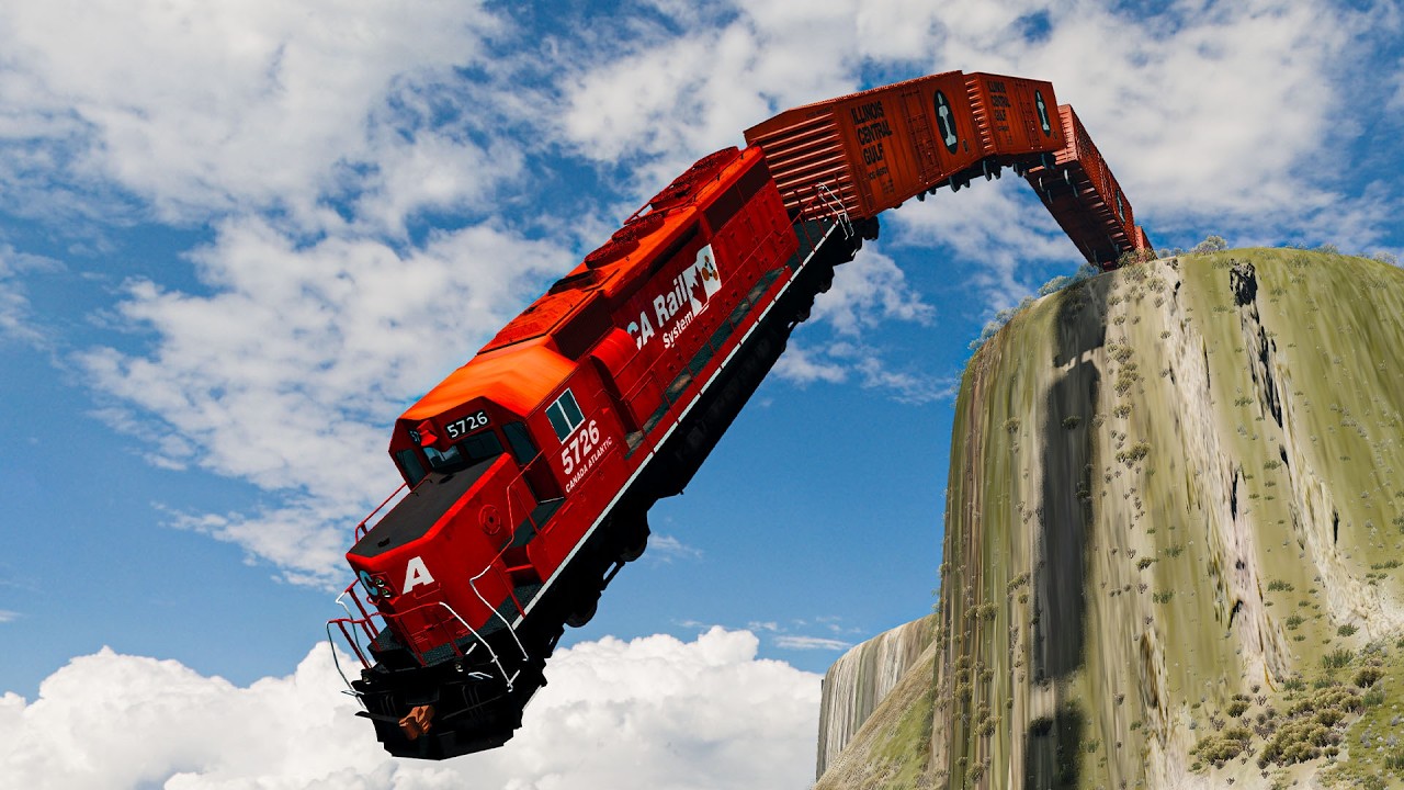 Epic Trains vs Cliff 01 Crashes BeamNG.drive | BeamNG Frenzy