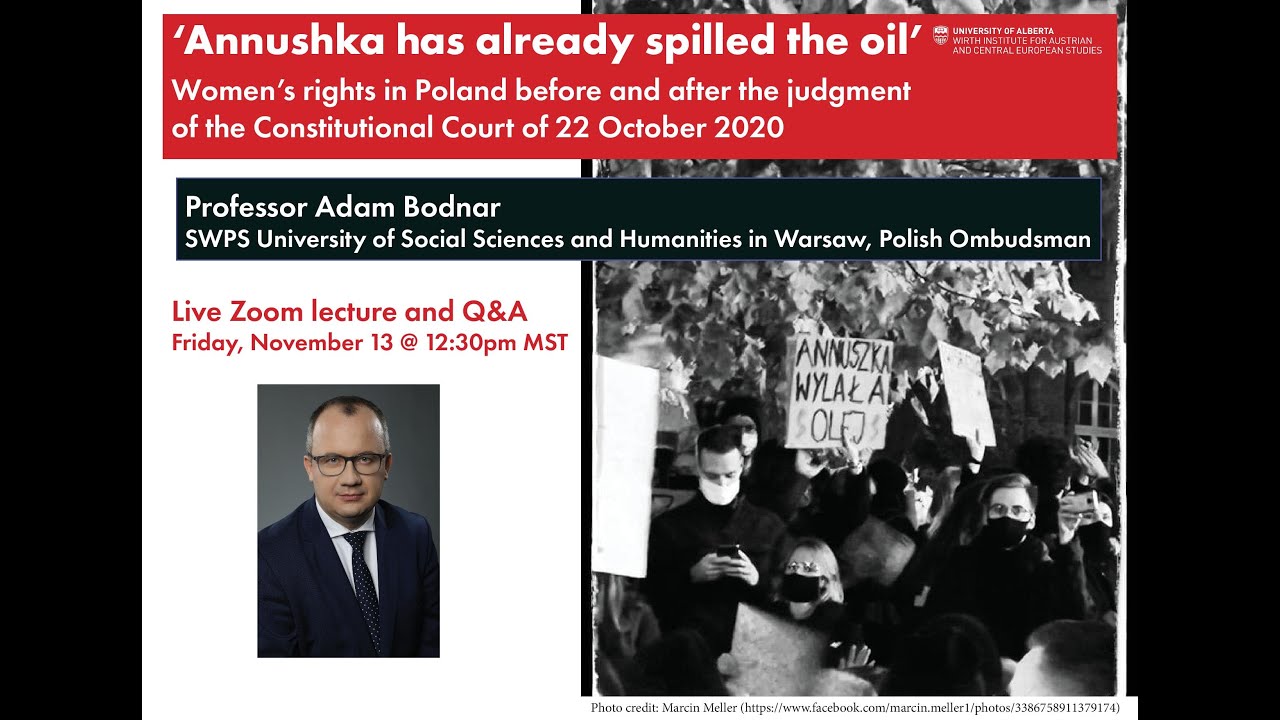 Zoom lecture and Q&A session with Polish Human Rights Commissioner, Adam Bodnar