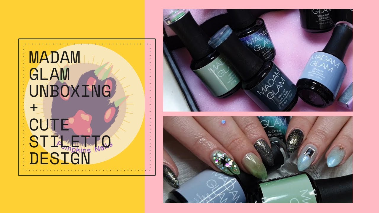 New Cute Stiletto Nails - Unboxing Madam Glam - Cat Eye Design