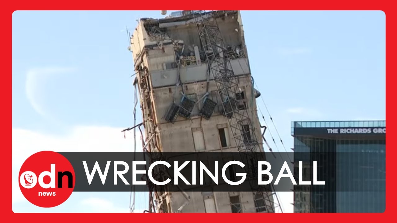 Wrecking Ball Taken to the ‘Leaning Tower of Dallas’ in Second Demolition Attempt
