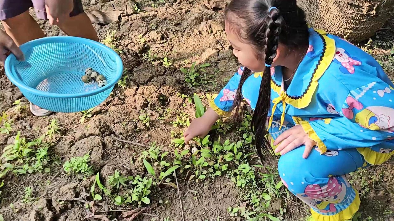 🌱🧺🥚 Muội và cậu 3 đi vườn lụm trứng 😲💖 Xí Mụi Food 1178