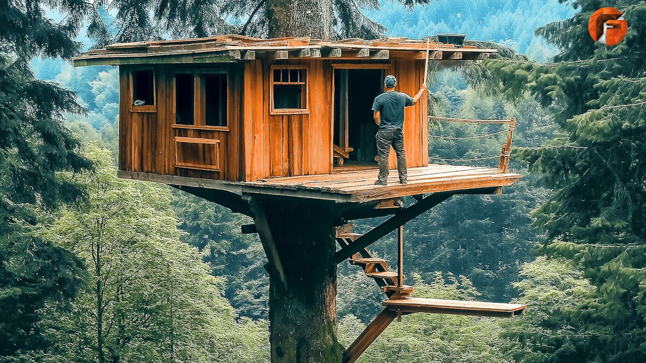 Мужчина построил дом на дереве, чтобы защитить себя от хищников | Build by @forestbuilder