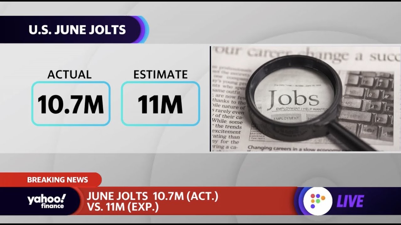 U.S. job openings fell to 10.7 million in June: JOLTS
