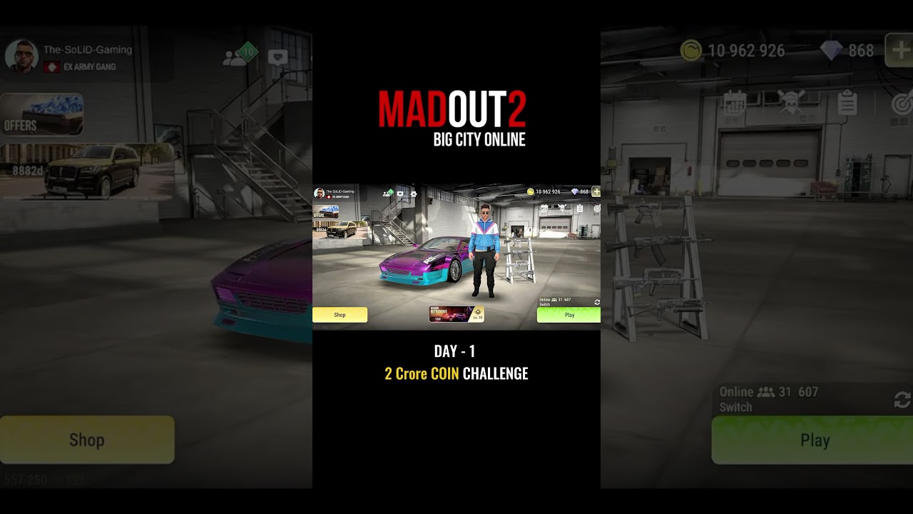 My 2 Crore Coin Challenge in MadOut2 | Day 1 Police Job + Cargo Delivery #madout2 #shorts  #games