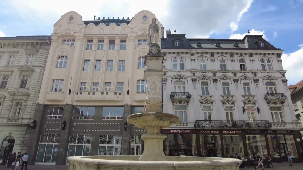 Hlavn&eacute; n&aacute;mestie or The Main Square in Bratislava. - Bratislava Slovakia - ECTV