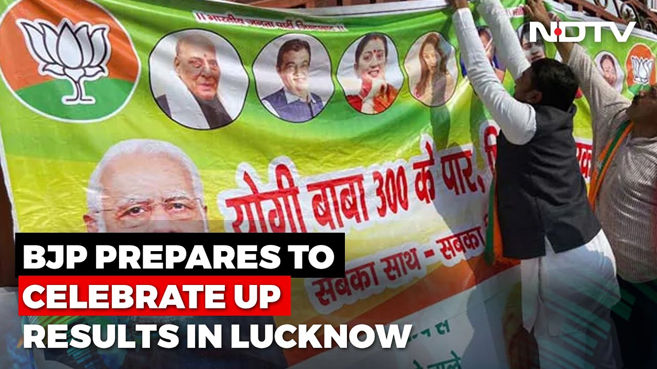 Election Results: Banners Celebrating BJP Victory In Lucknow As Trends Show Big Lead In UP