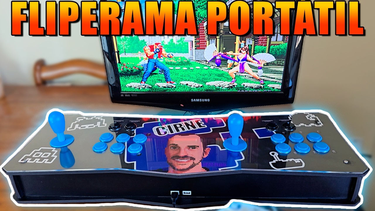 Fliperama portátil 2 players com sistema EmuELEC: só ligar e jogar arcade, SNES, NeoGeo, MAME, etc..