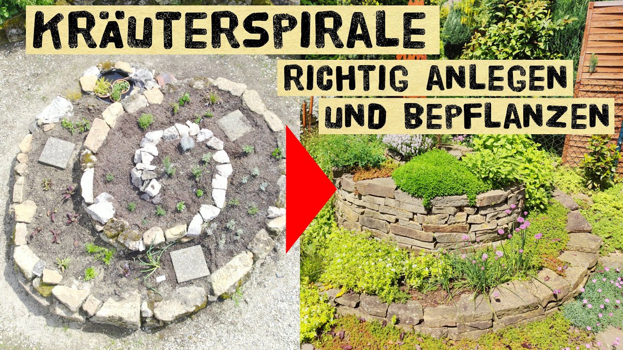 Kräuterspirale richtig anlegen, ausrichten und bepflanzen. Zonen in einer Kräuterschnecke