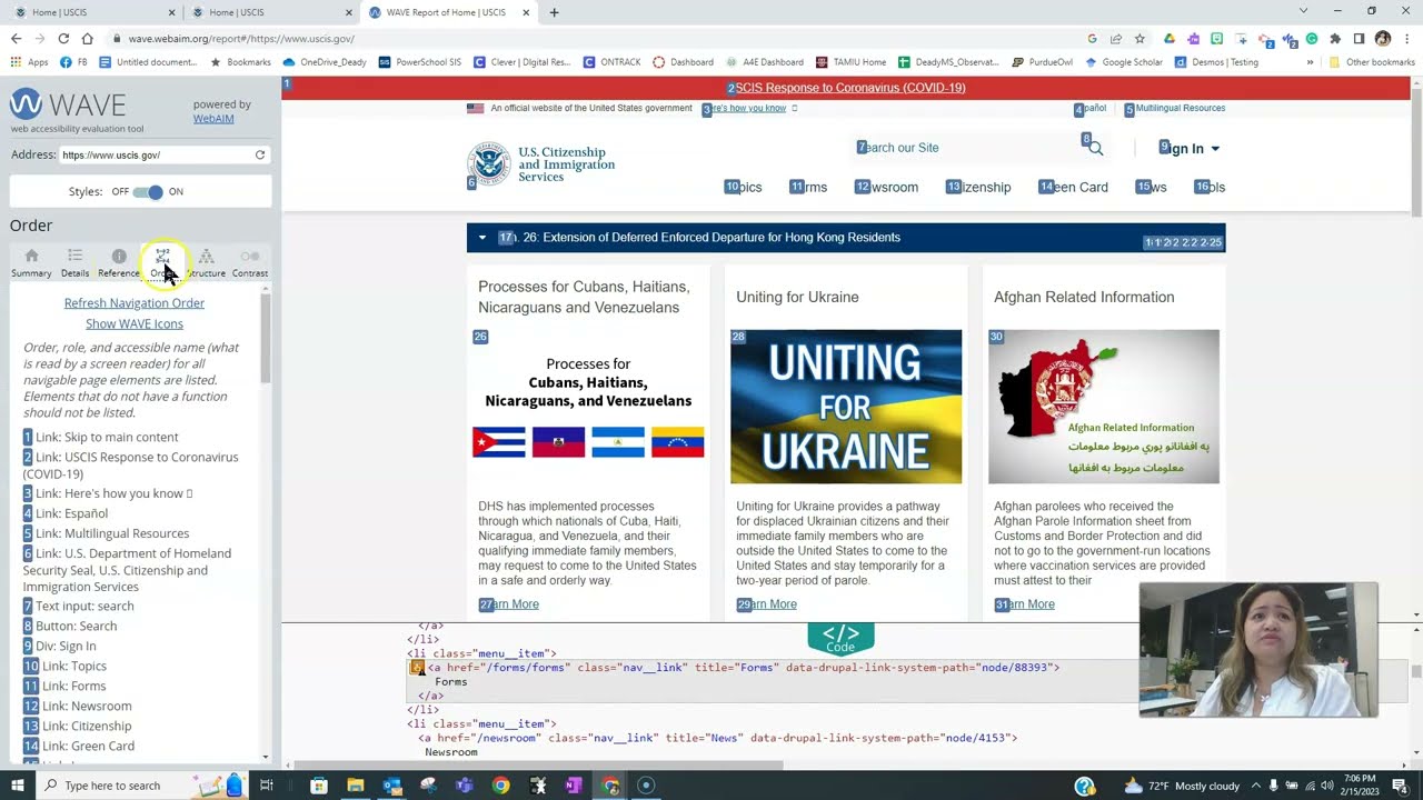 WAVE Web Accessibility Tools for www uscis gov