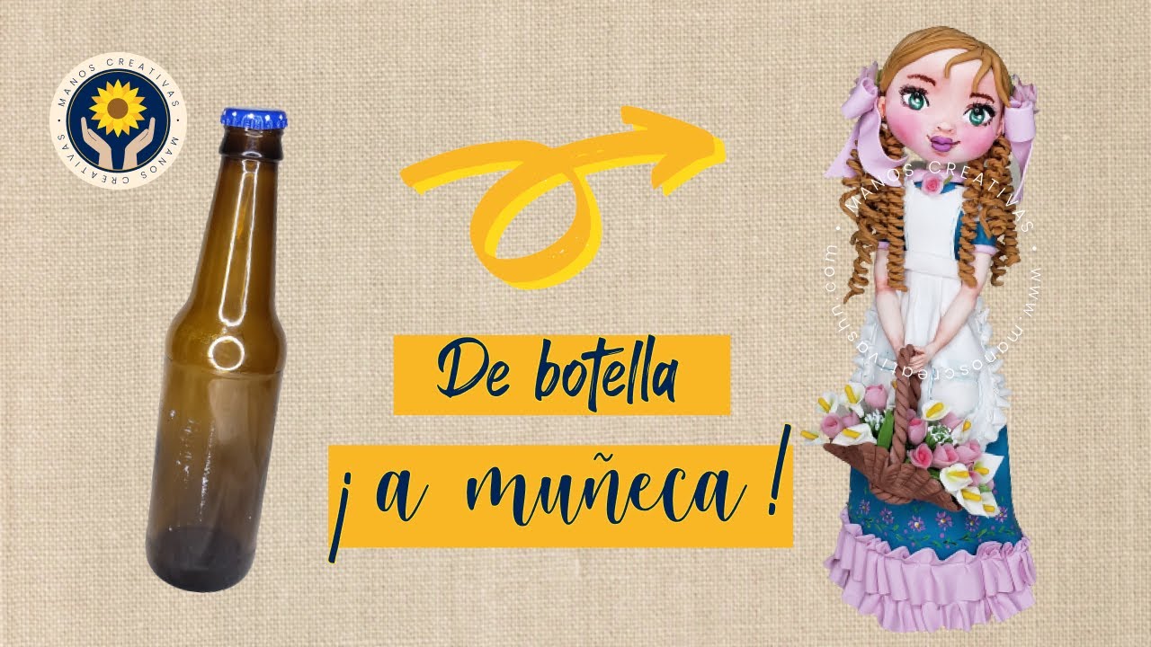 Cómo convertir una botella de vidrio en una tierna muñeca con porcelana fría | Manos Creativas