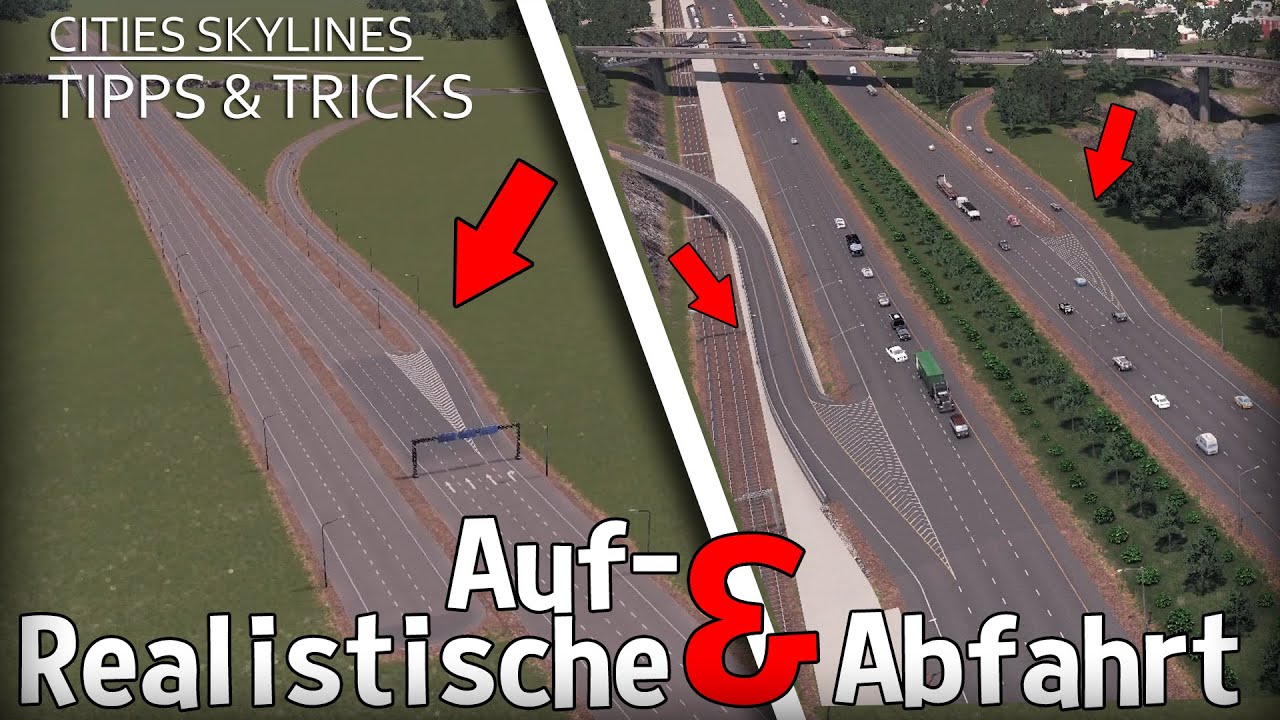CITIES SKYLINES: Tipps & Tricks - Realistische Autobahn Auf- & Abfahrt ganz einfach bauen! (Mods)