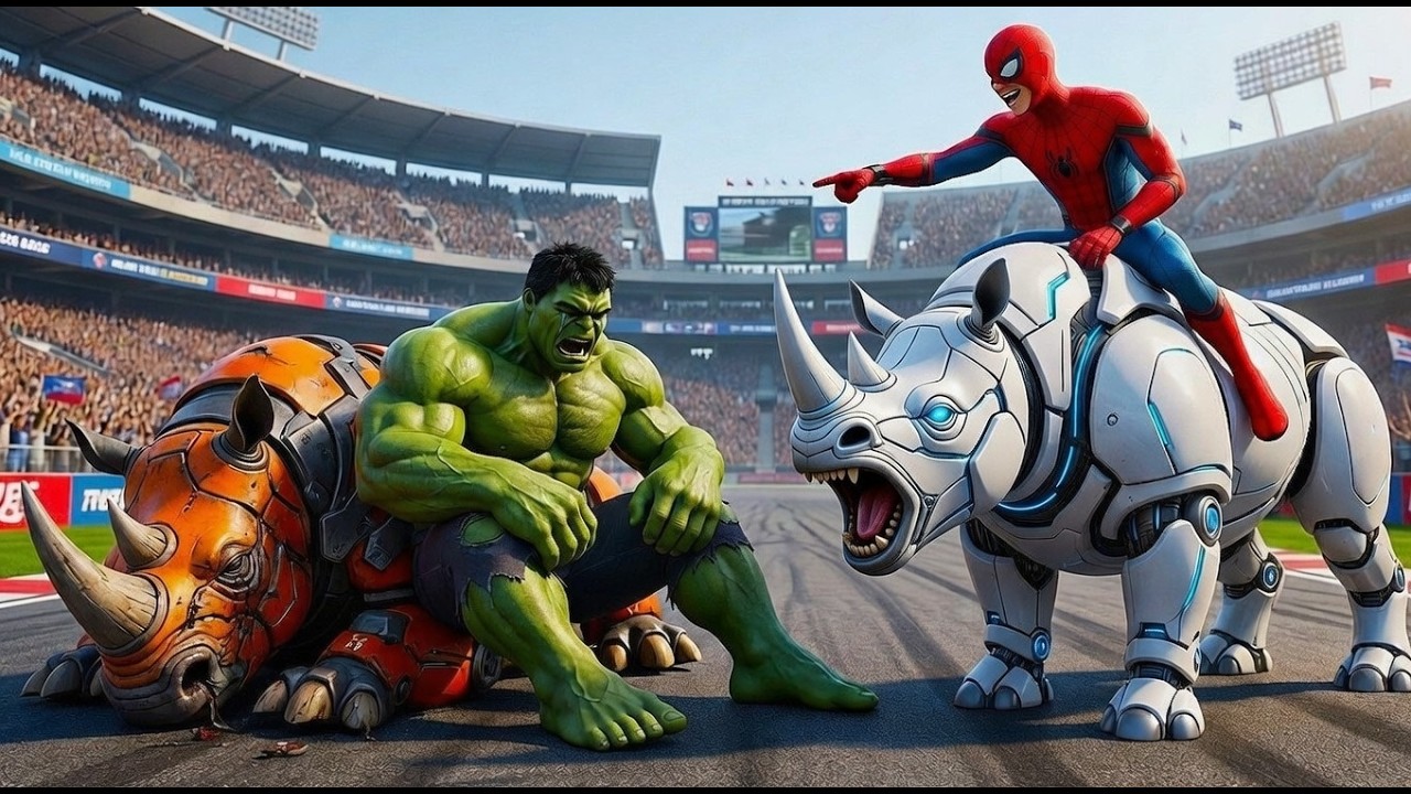 🦏🕷SPIDERMAN Wins The Magic Legendary Rhinoceros Racing Championship - Epic Racing Challenge
