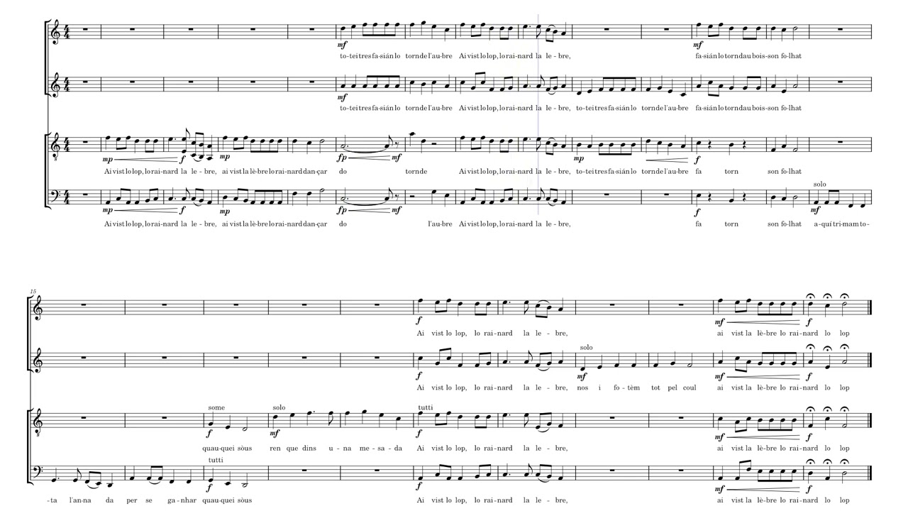 Ai Vist Lo Lop – Arranged for Choir