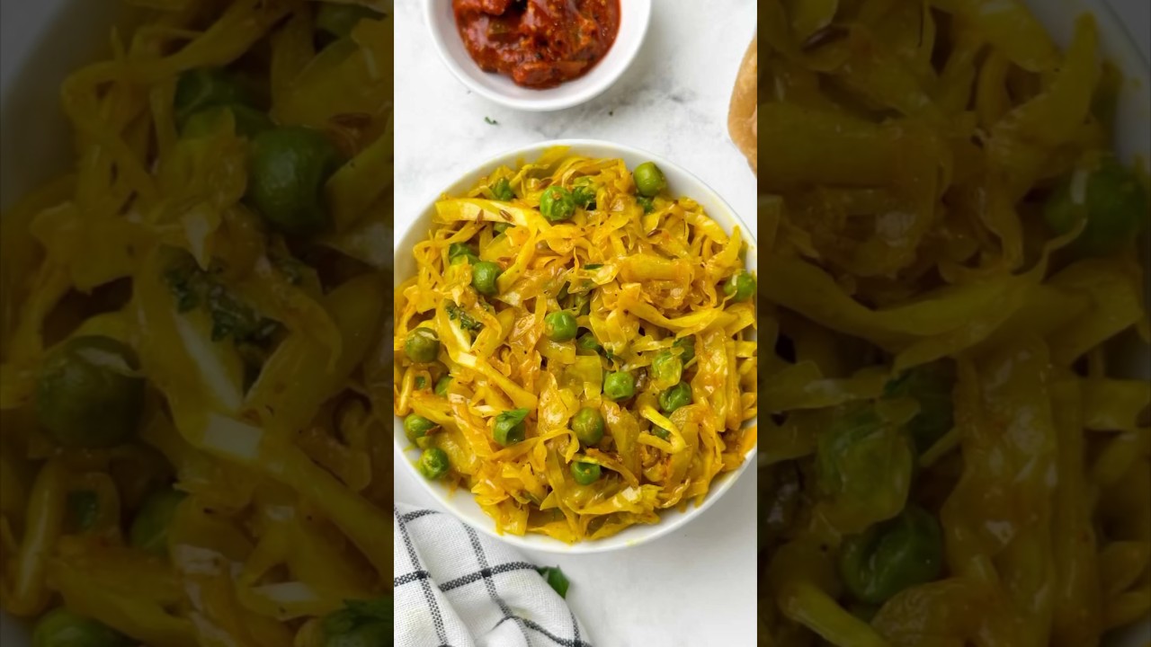Cabbage Peas Sabzi Recipe #gobhimatar #cabbagerecipes #veggies #youtubeshorts #shortsvideo #easyfood