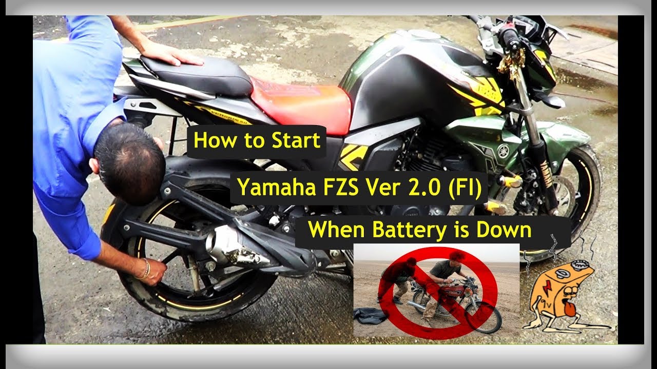 Yamaha FZS V2.0 | How to Start when Battery is DOWN