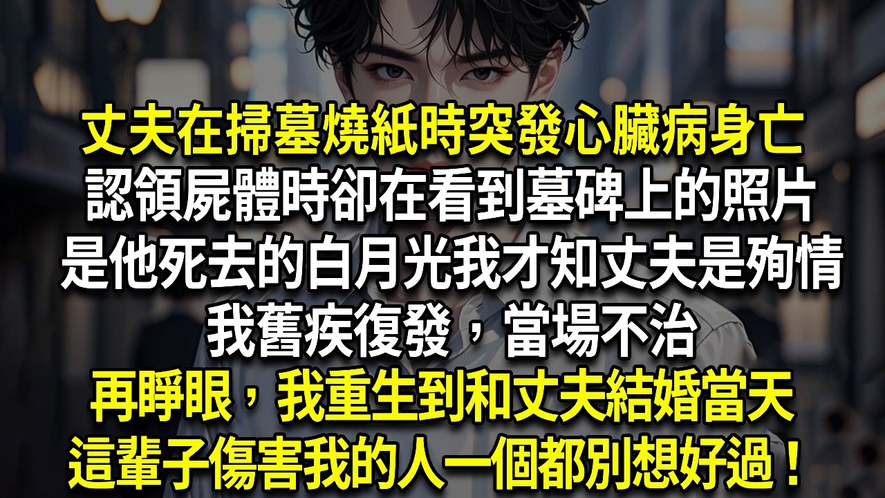 丈夫在掃墓燒紙時突發心臟病身亡認領屍體時卻在看到墓碑上的照片是他死去的白月光我才知丈夫是殉情我舊疾復發，當場不治再睜眼，我重生到和丈夫結婚當天傷害我的人一個都別想好過！