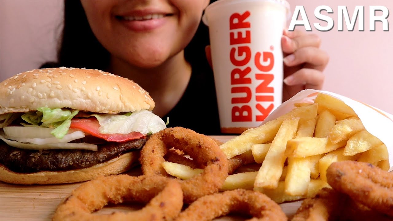 ASMR EATING Burger King (Whopper, Fries and Onion Rings) - No Talking MUKBANG | MaltASMR