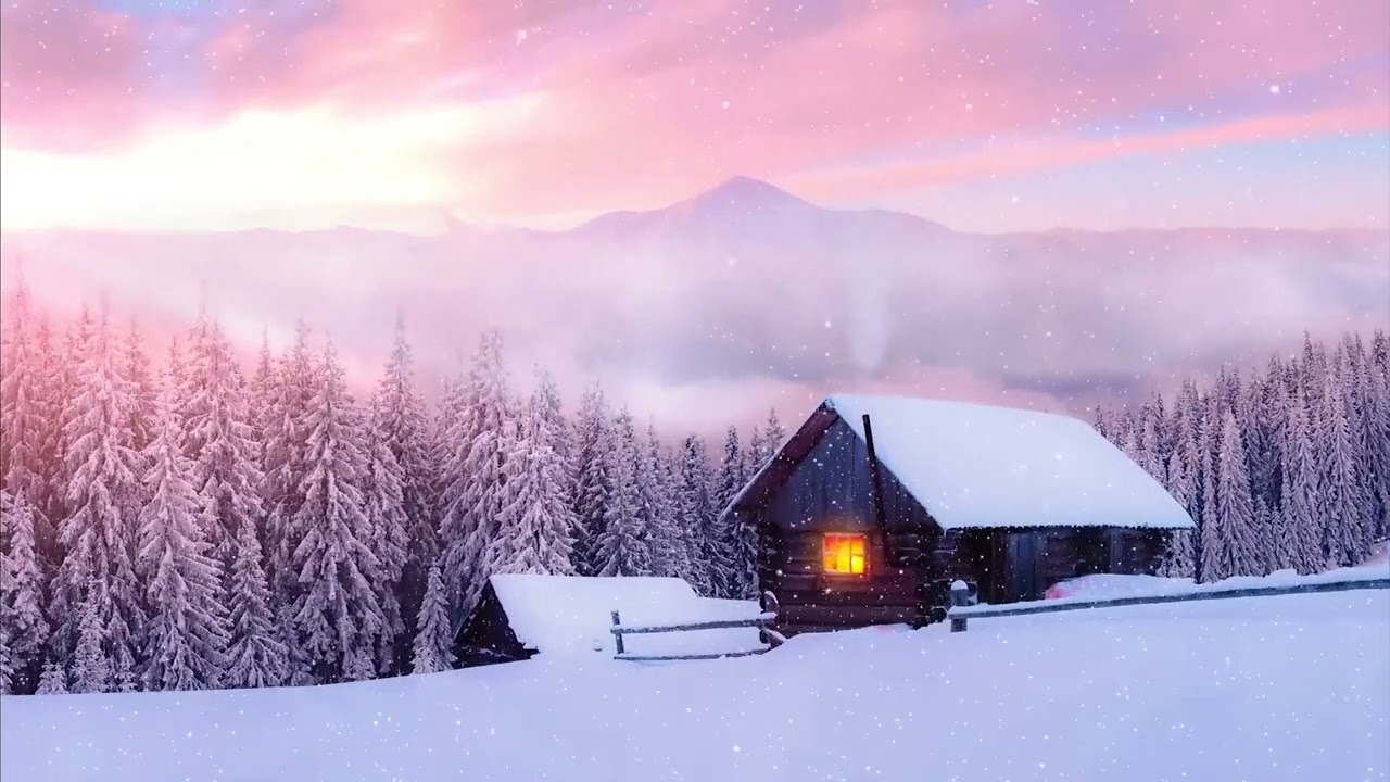 Snowfall in the Mountains with Lofi Music | Relaxing Snow Falling Sounds for Winter Ambiance