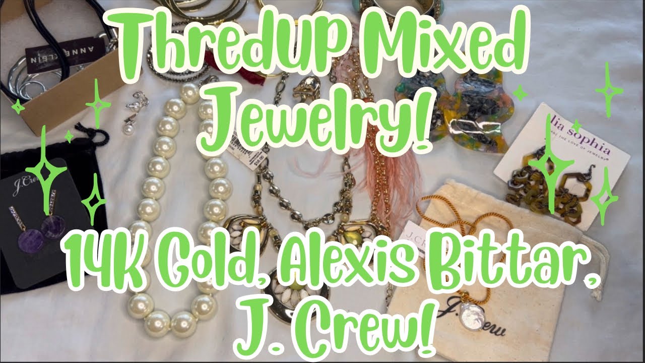 14K Gold! Alexis Bittar, J. Crew & More! ThredUP 15 Piece Mixed Jewelry Jar Rescue Box Unboxing!