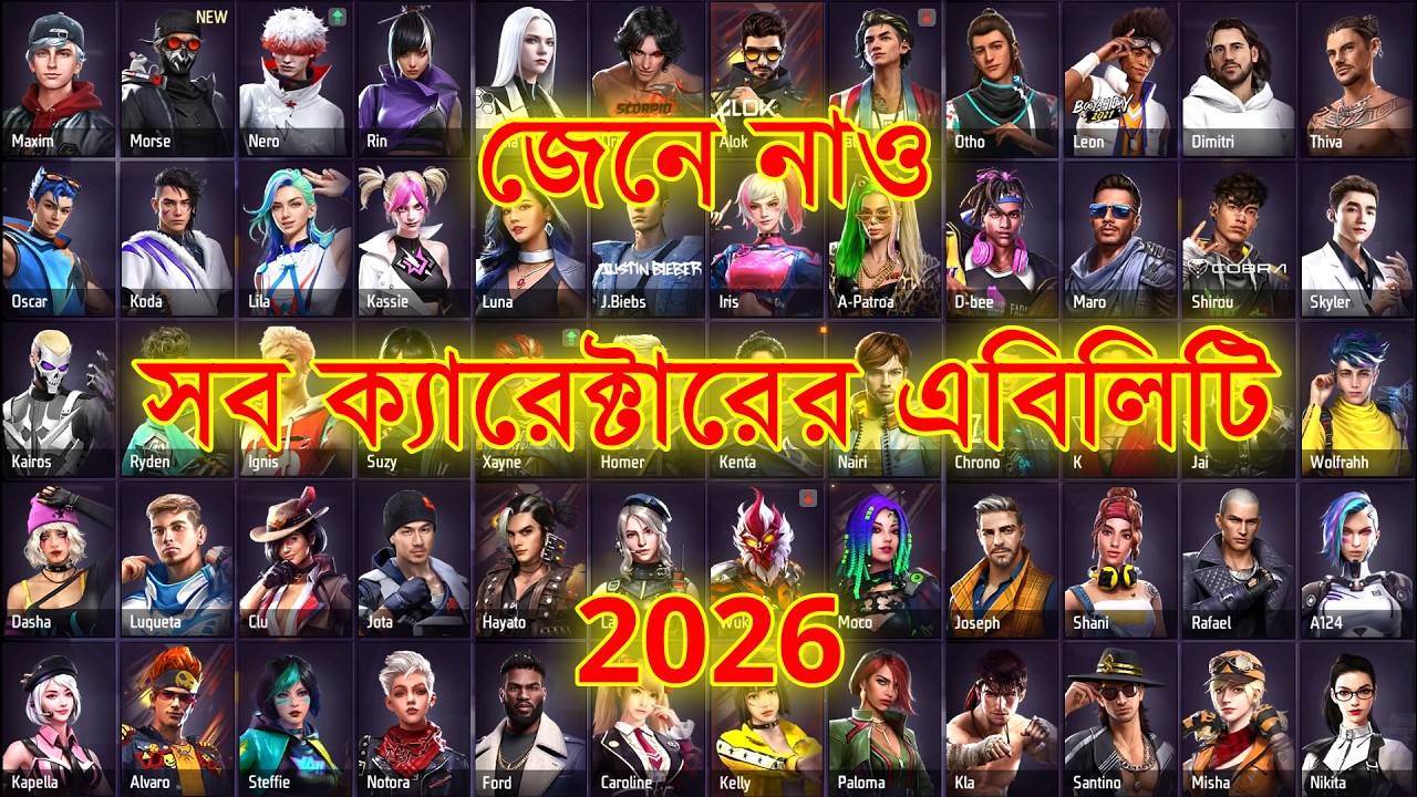 Free Fire All Characters Ability 2026 | জেনে নিন সব ক্যারেক্টারের এবিলিটি ২০২৬ | AR. ASHIK GAMING