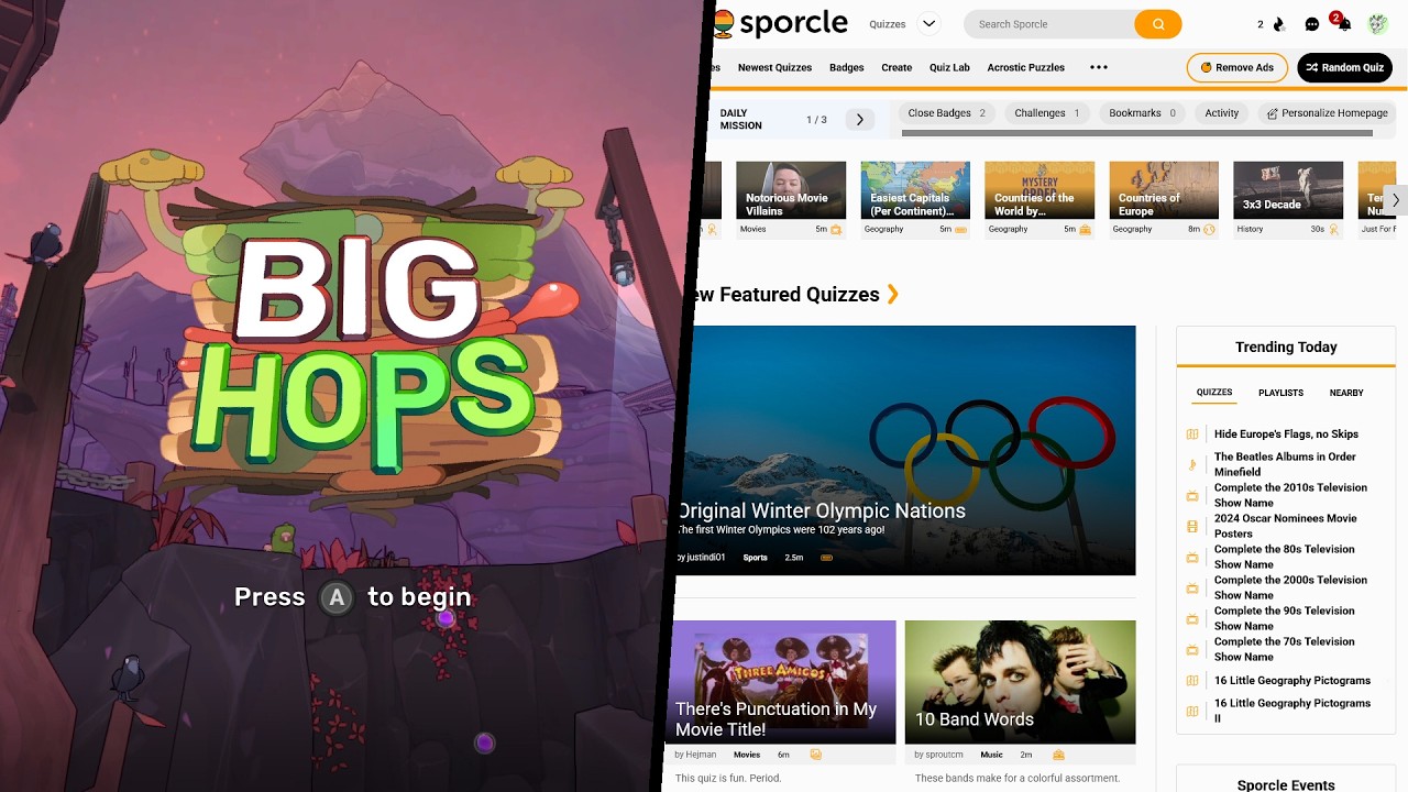 Finishing Big Hops then RANDOM SPORCLE QUIZZES???