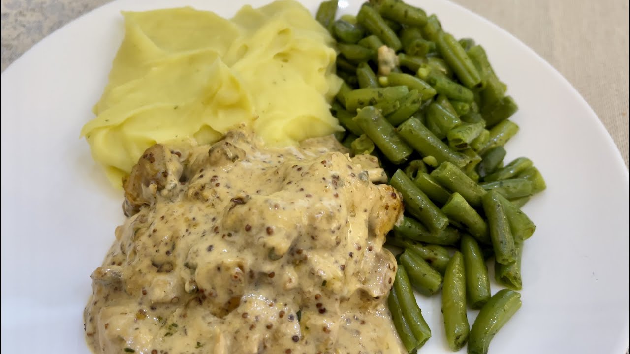 le poulet avec moutarde- foodlove - pui cu sos de muștar-  4K