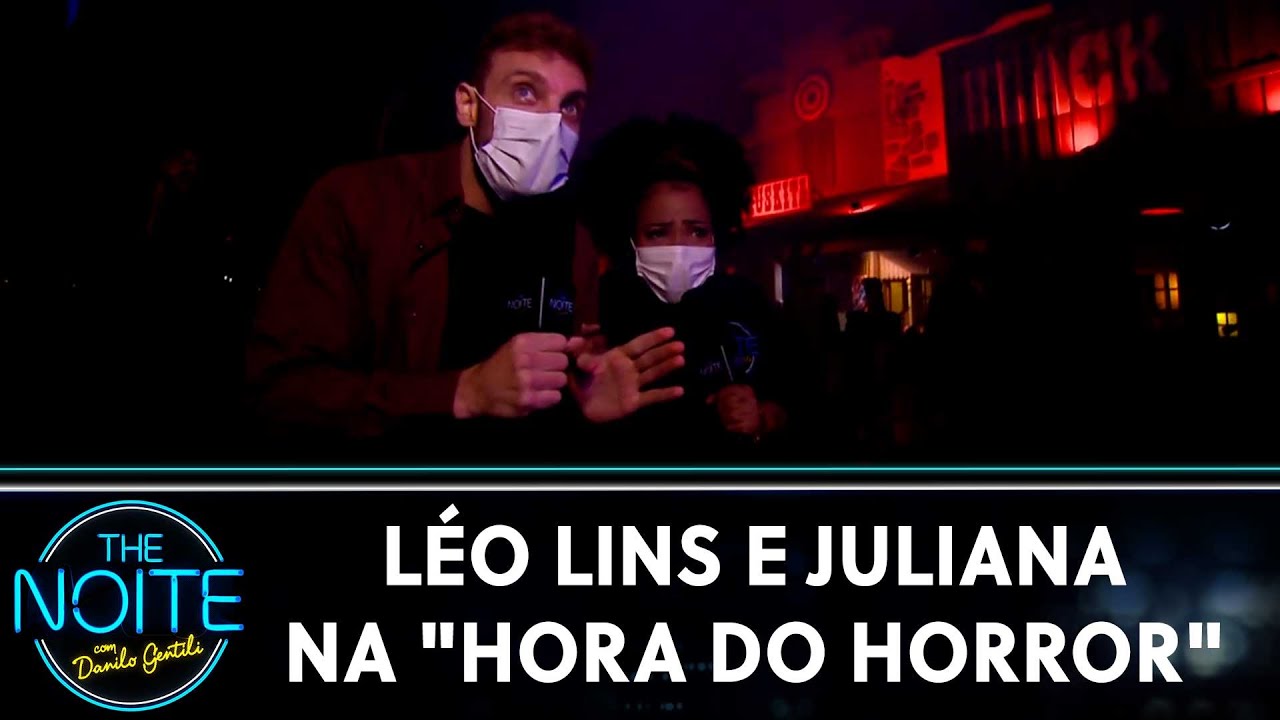 Léo Lins e Juliana na 