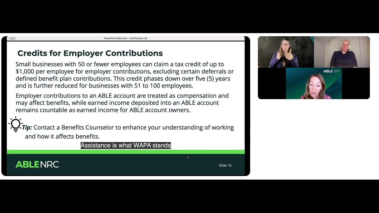 ABLE Tax Tips Webinar Recording