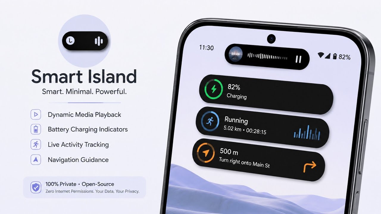 Transform Your Android Notifications! 🔥 Smart Island App (Open Source & No Internet!)