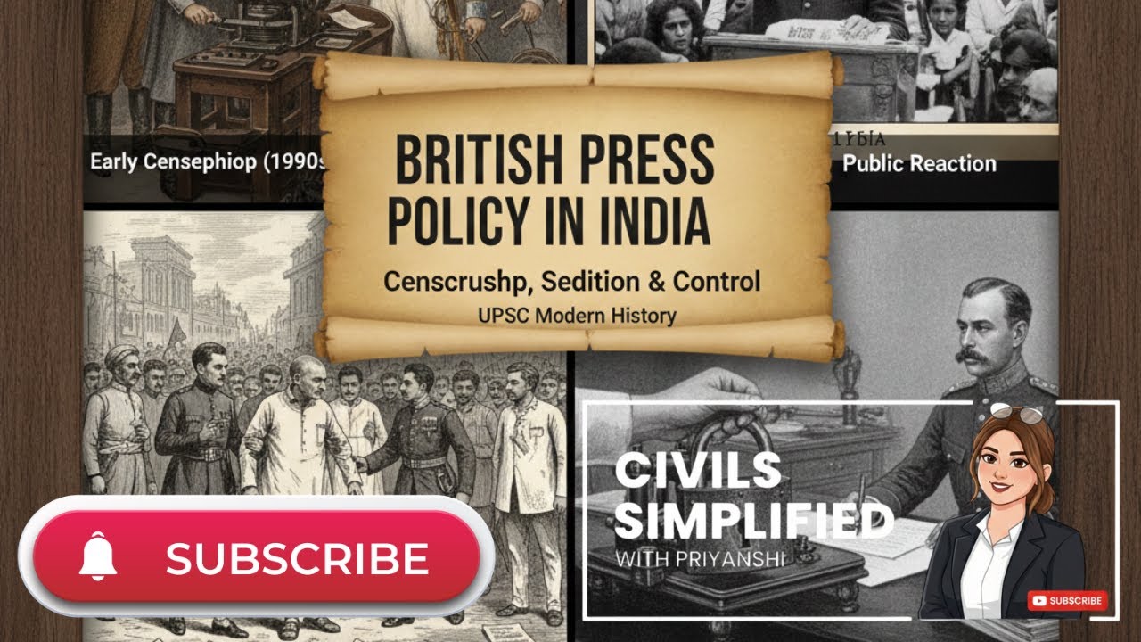 History of British Press Policy in India | Evolution of Press Laws (1780-1947) | UPSC Modern History