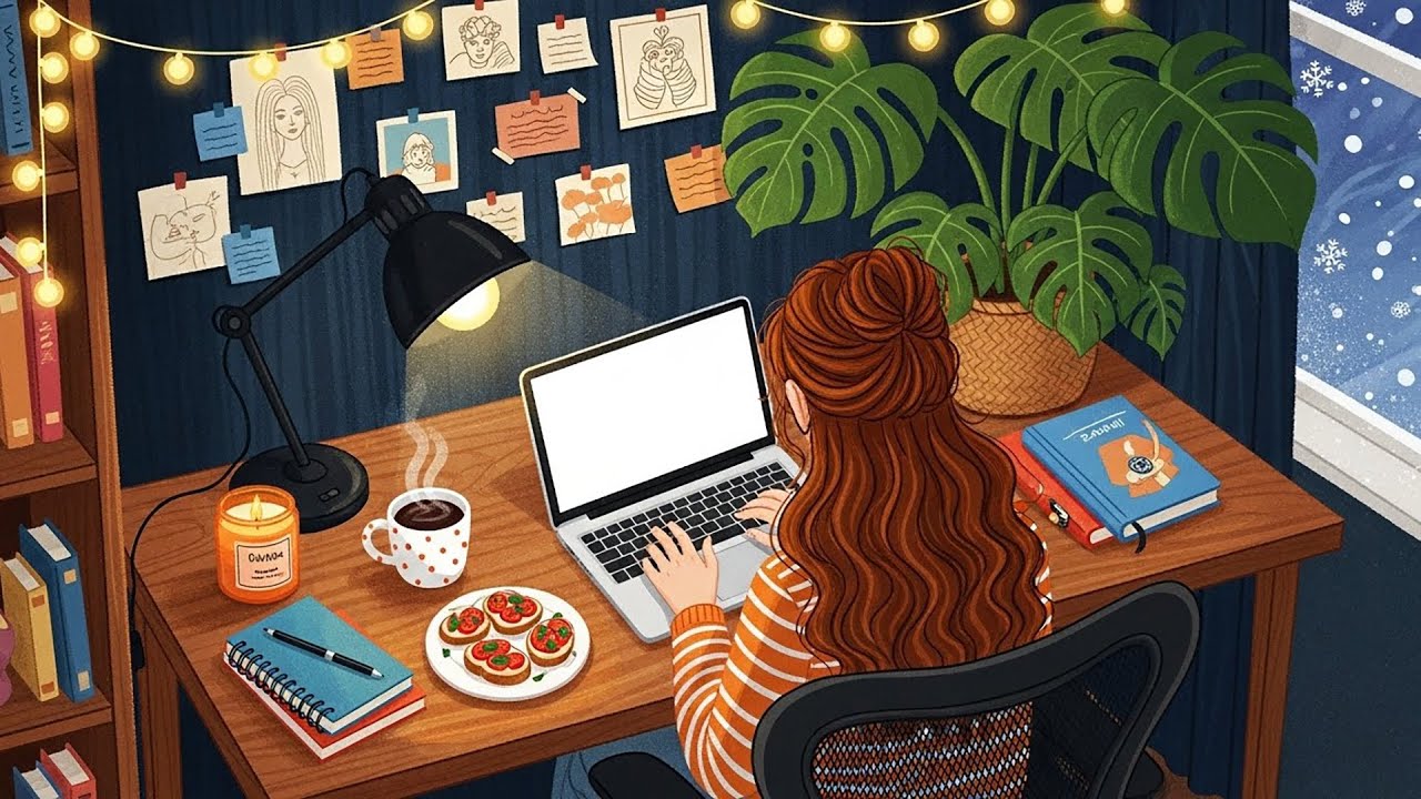 Late Night Winter Lofi ❄️💻 | Cozy Desk Beats for Focus & Calm