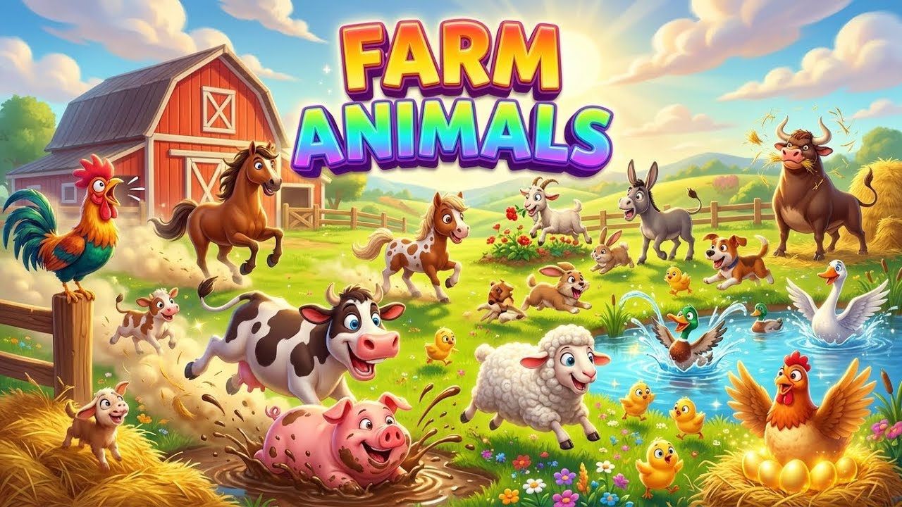 Farm Animals for Kids | Cute 3D Animated Farm Animals | Learn & Play