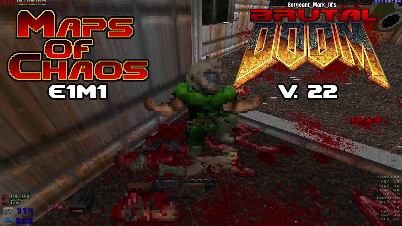 Brutal Doom v22 beta with Maps of Chaos: Doom E1M1 tactical hard realism