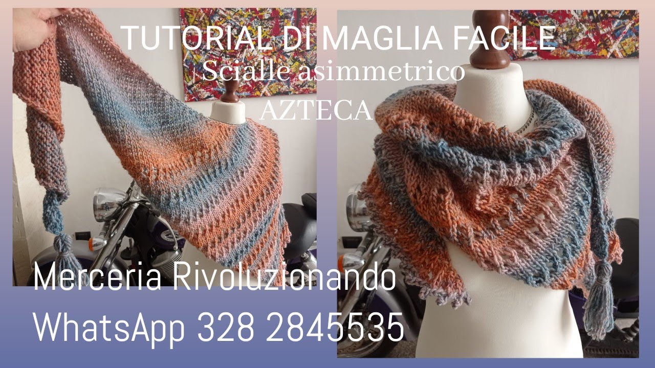 Scialle asimmetrico con picot - tutorial  @merceriarivoluzionando
