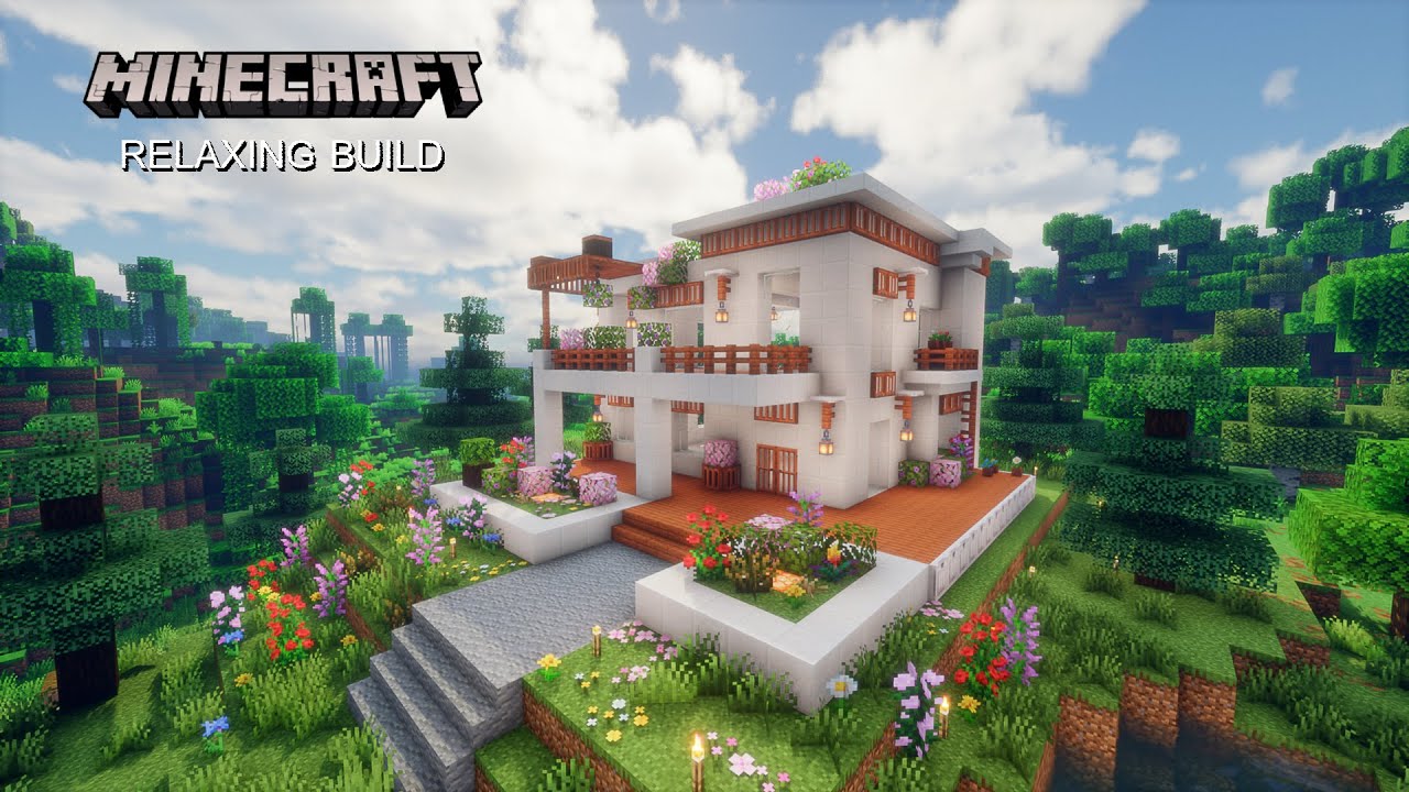 Minecraft Relaxing  Build  Creative | no talking : White Blossom Villa