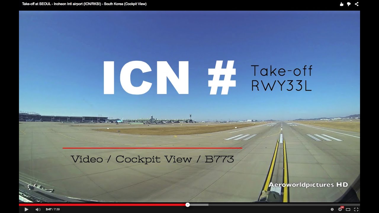 Take-off at SEOUL - Incheon Intl airport (ICN/RKSI) - South Korea (Cockpit View)