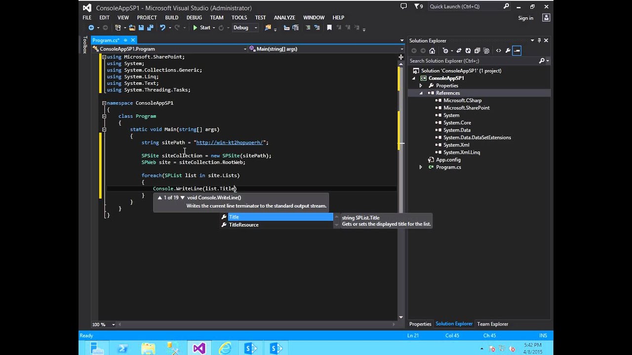 SharePoint Development - Part 1 - Stand Alone Console App