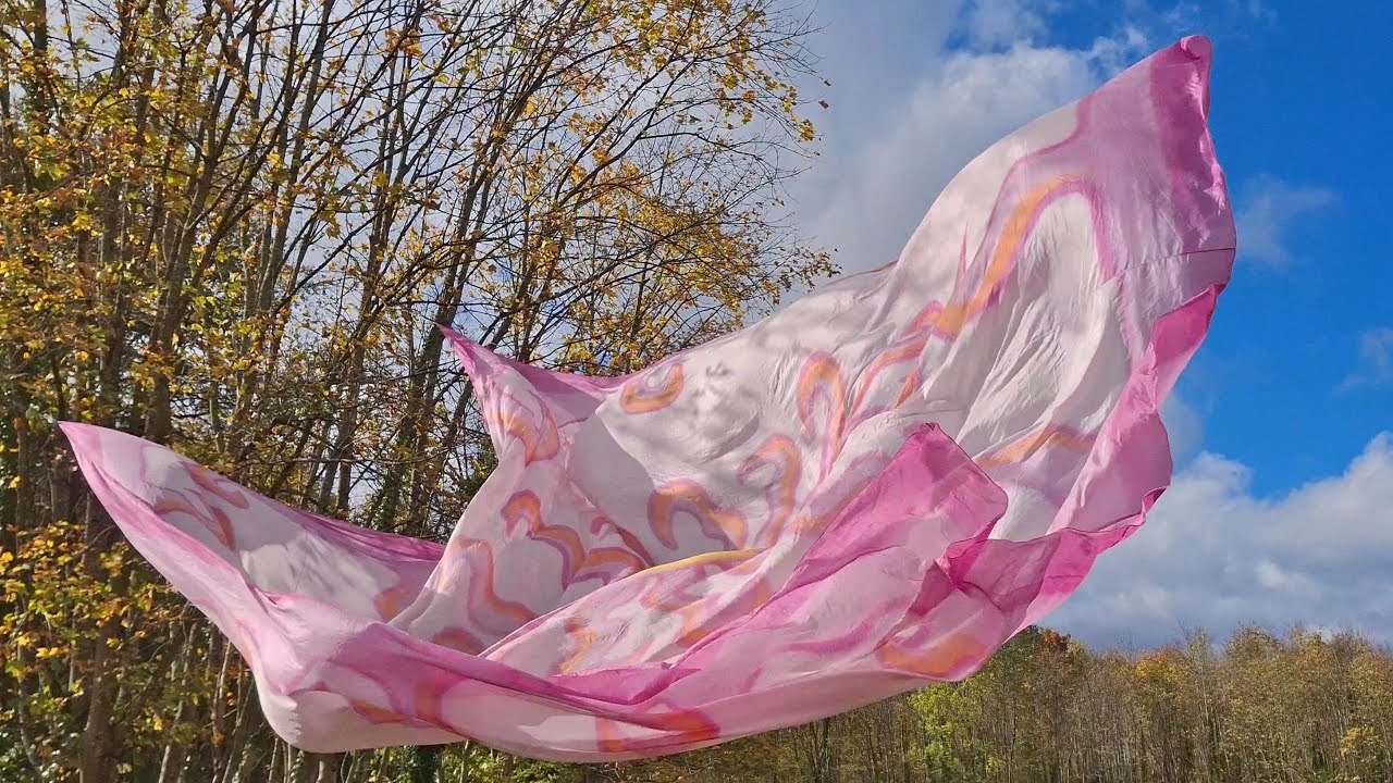 Airy silk blowing in swirling winds