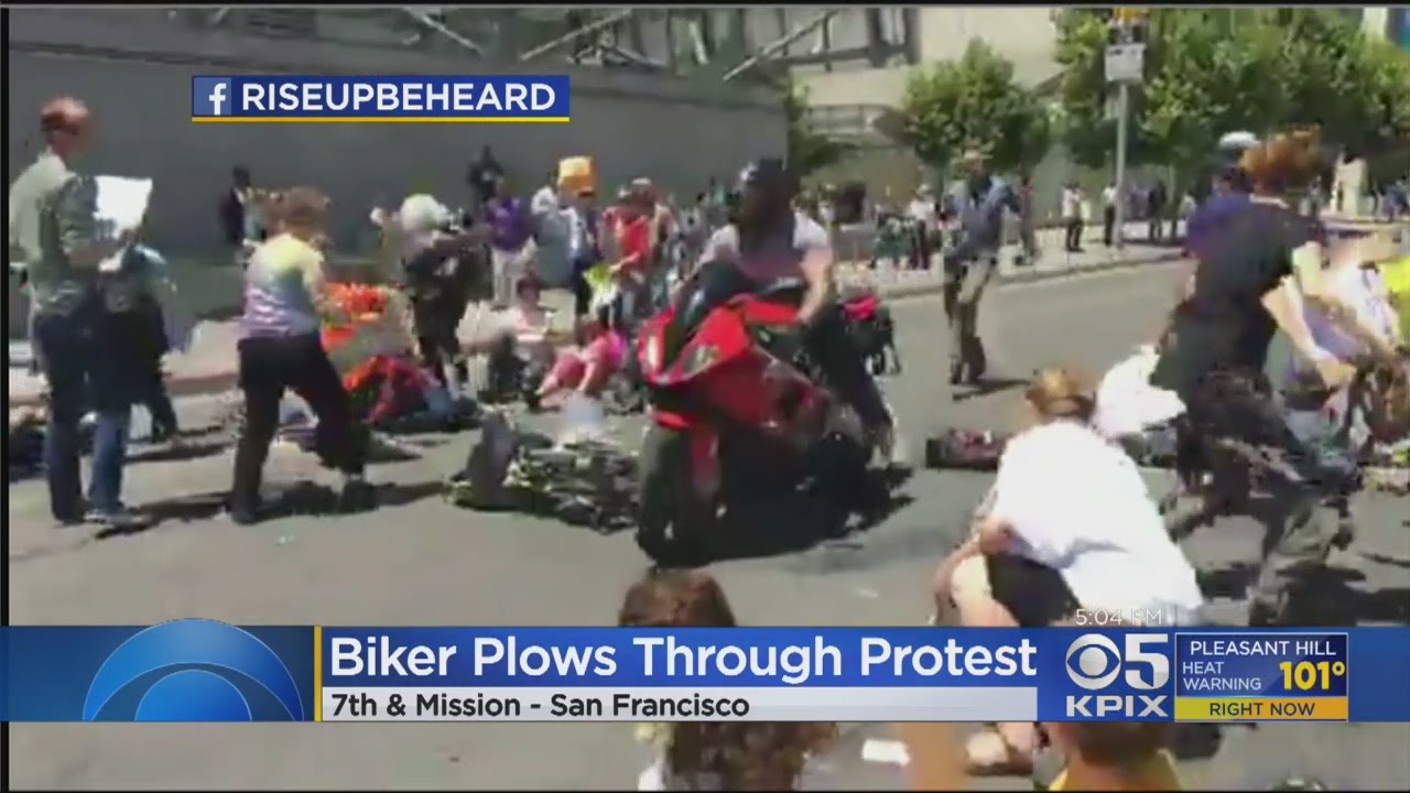 Motorcyclist Plows Through Healthcare Protest In San Francisco
