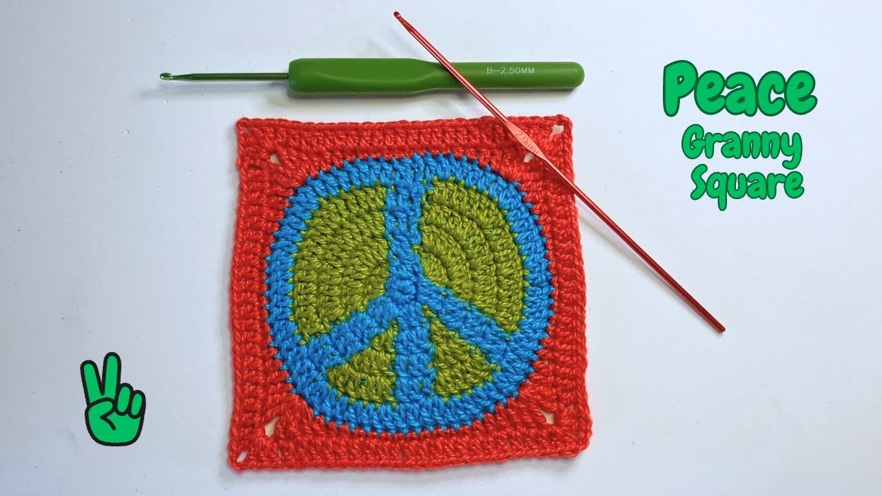 PEACE SIGN Granny Square Crochet✌☮️