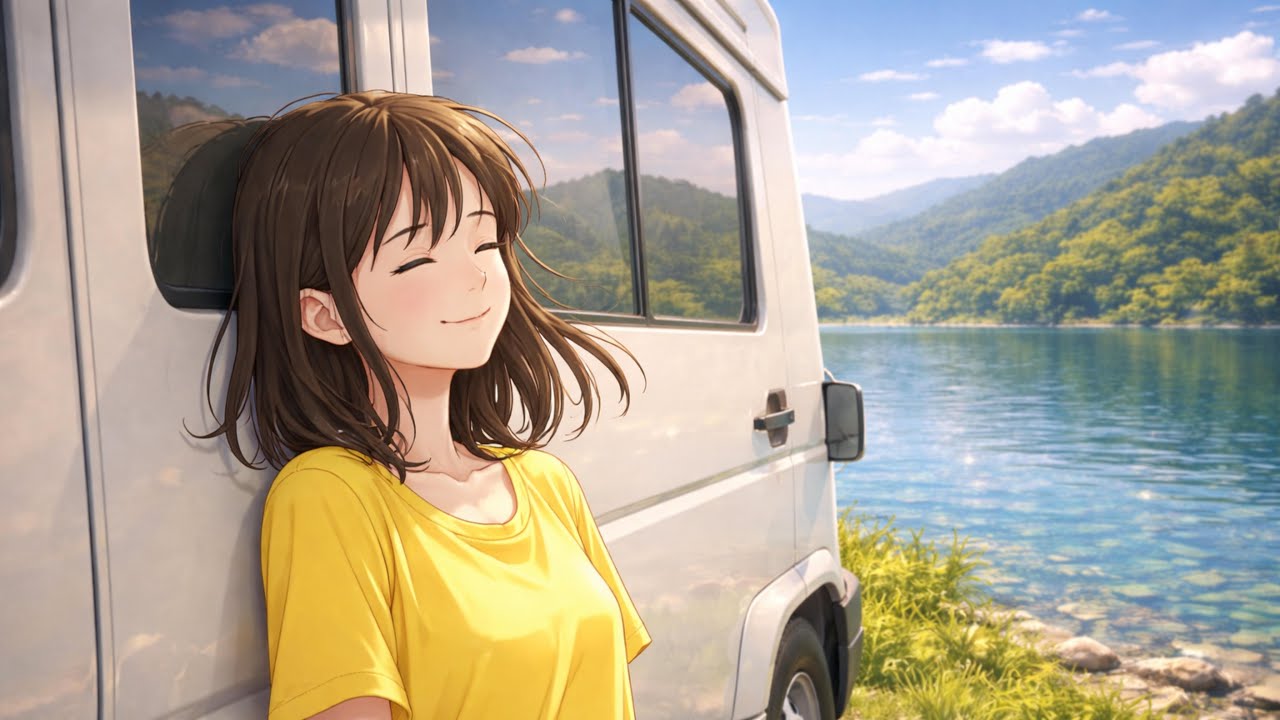 Golden Dawn & Hidden LakesideCamper Van into Dream Valley | Ghibli Healing Slow Life 🌿