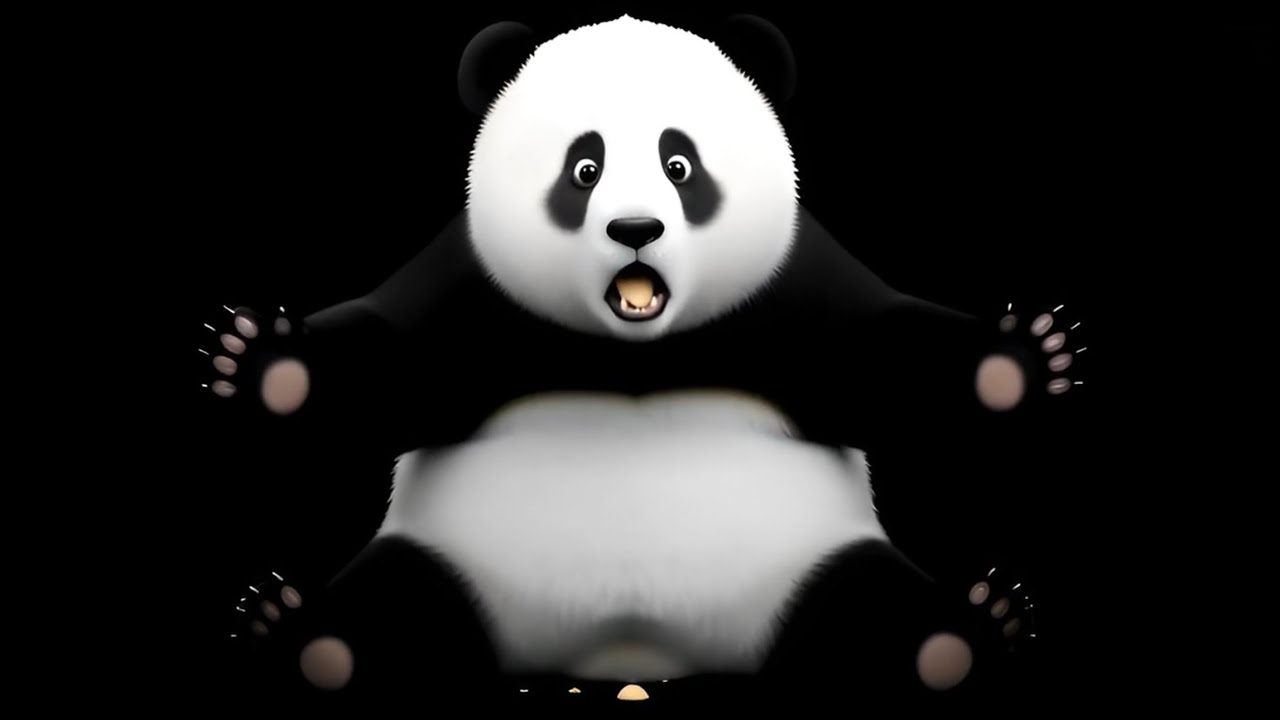 Hologram video 3D PANDA Black background VR Holographic video Visualization Visual effect 