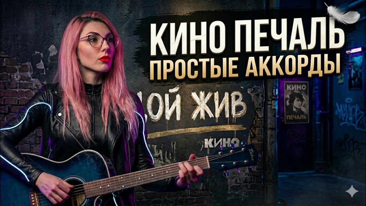 Кино - ПЕЧАЛЬ на гитаре АККОРДЫ И БОЙ ПРОСТО! Kino Pechal easy chords 