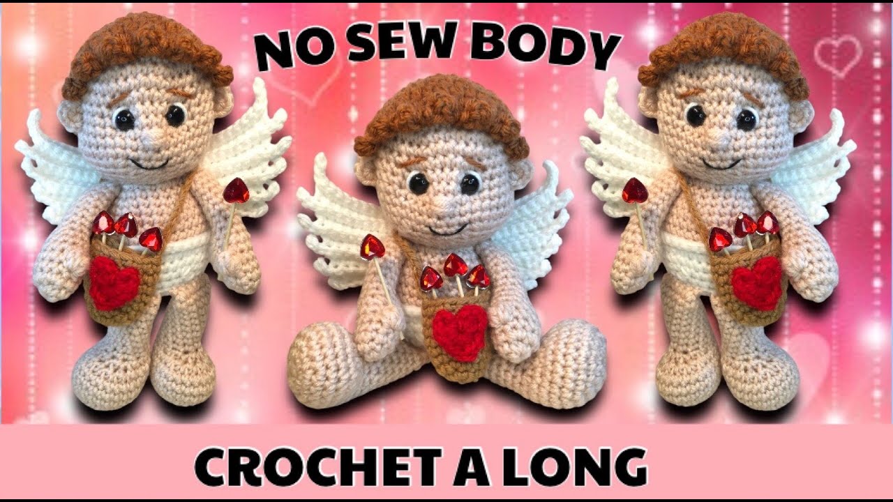 CROCHET CUPID SITTING VALENTINES DAY AMIGURUMI