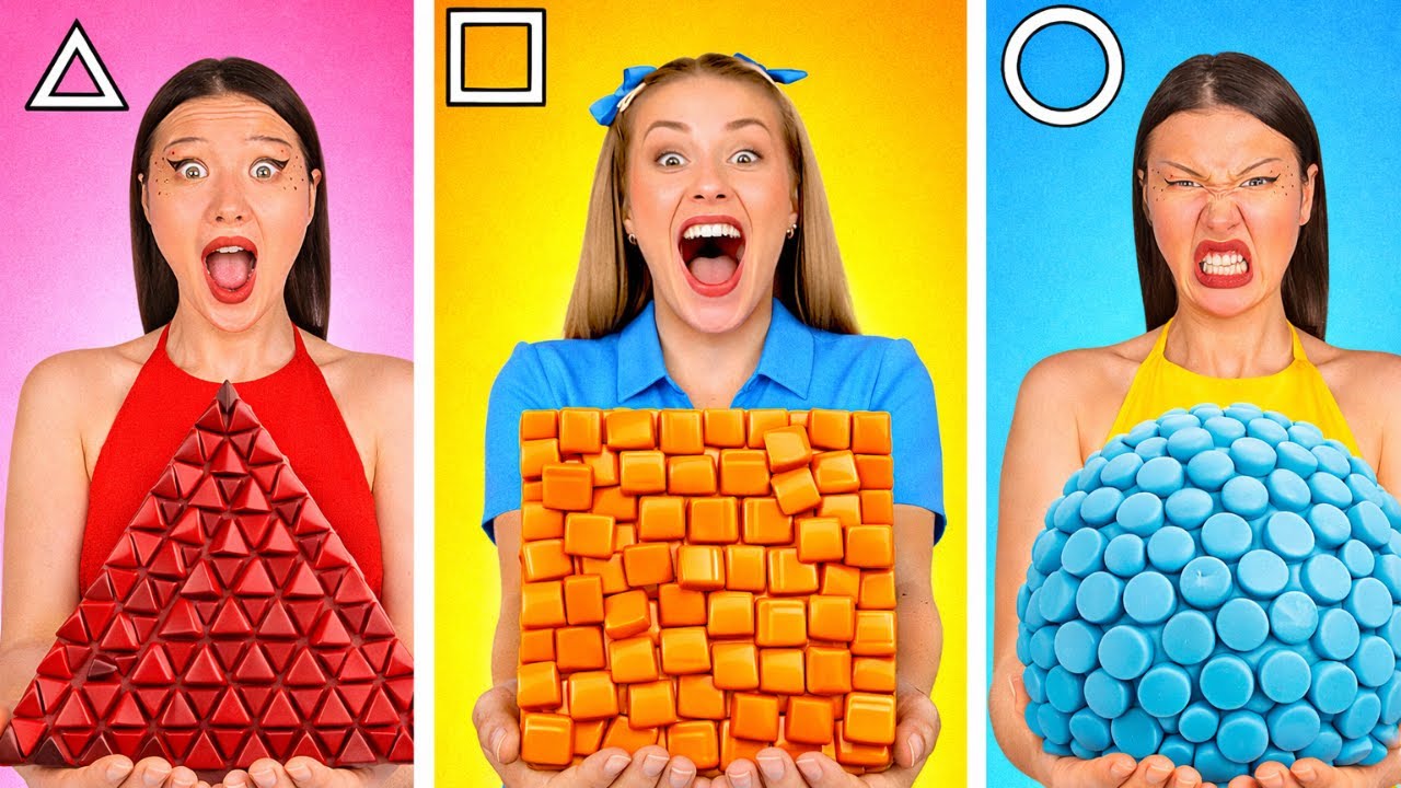 NEW 123 GO! Geometric Food Challenge! 🔺🟦⚪ Triangle vs Square vs Circle Food Battle!