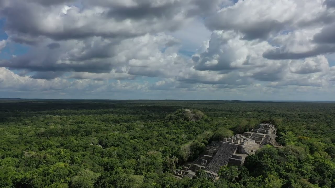 Ancient Wonders from Above: Calakmul Pyramid 4K Drone Footage, Campeche Mexico