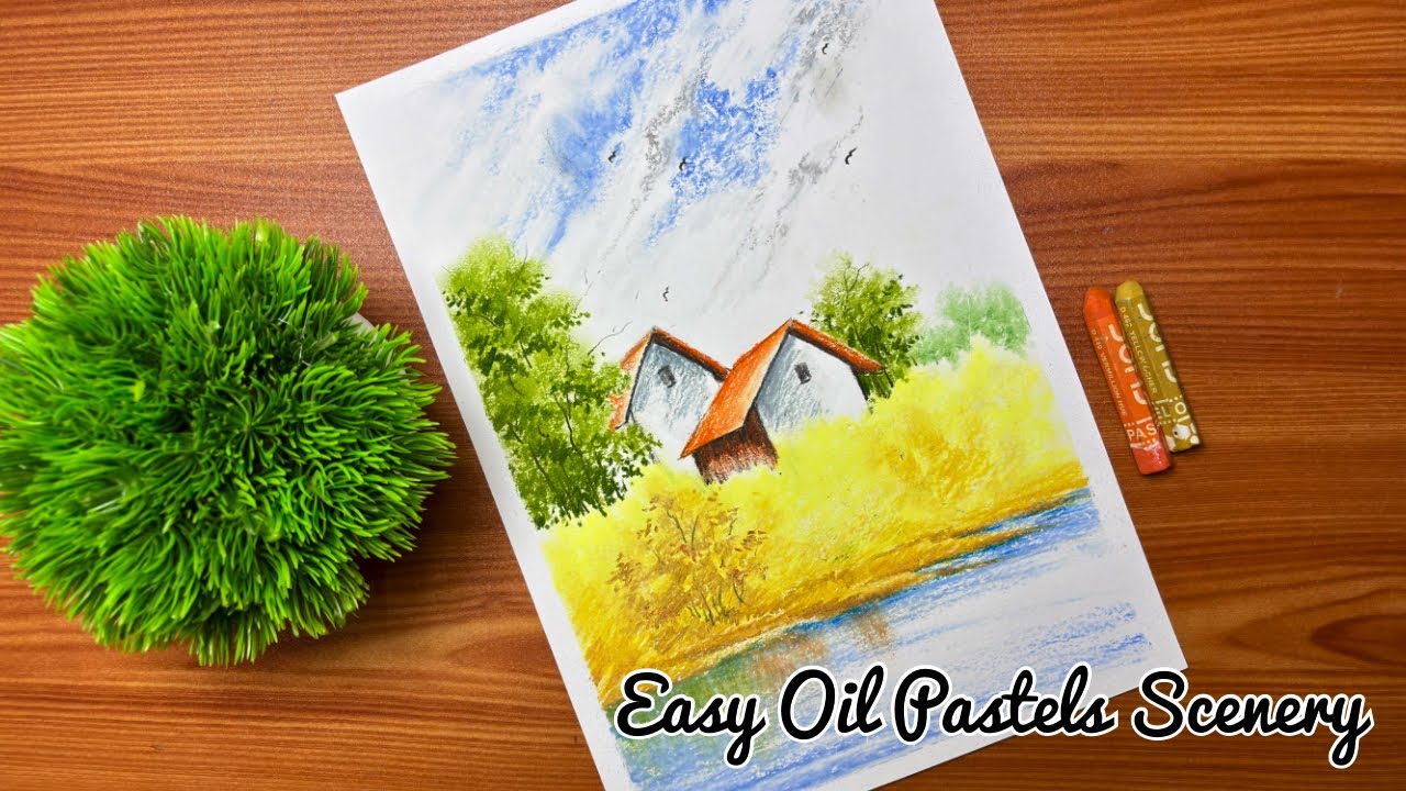 How to Draw Scenery | Easy Oil Pastels Drawing for Beginners #oilpasteldrawing #art #drawing 