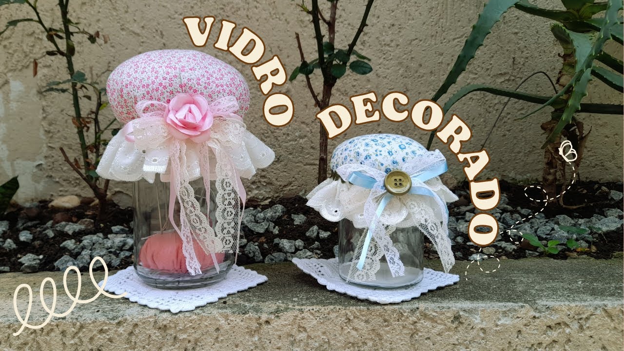 Vidro Decorado. Poder ser usado como Porta Joias ou Agulheiro!